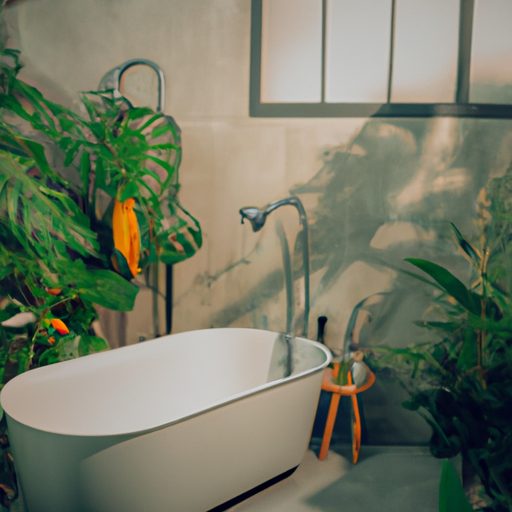 a bathroom with lush green plants photor 512x512 32236989