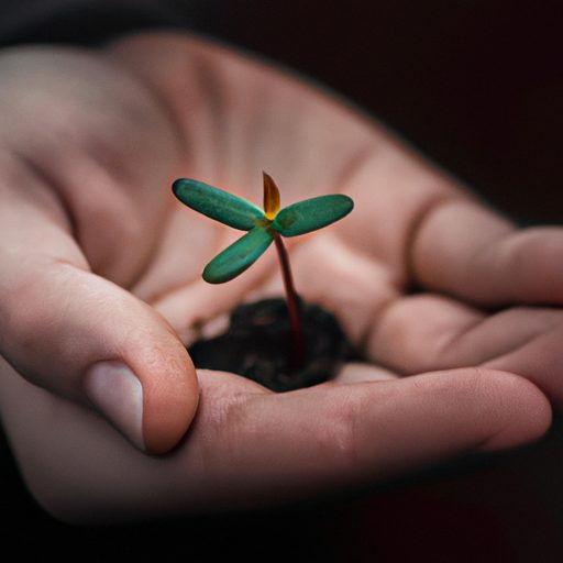 a hand holding a tiny seedling photoreal 512x512 2697782