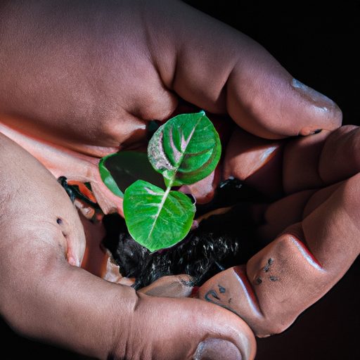a hand holding a tiny seedling photoreal 512x512 52965482