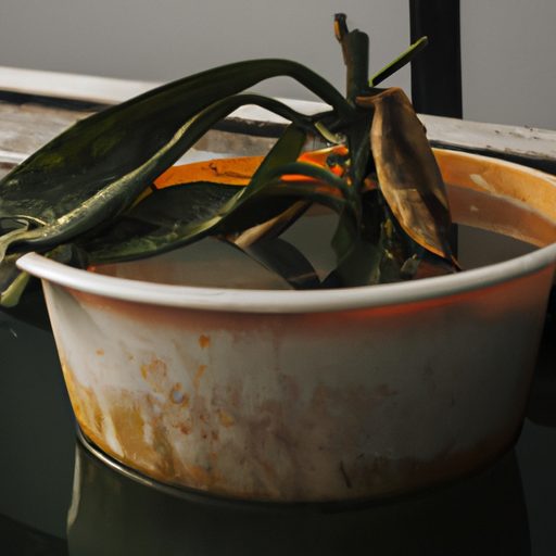 a wilted plant in a flooded pot photorea 512x512 67084087