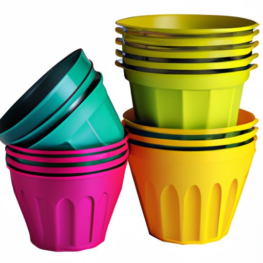 colorful plastic and metallic plant pots 512x512 65238207