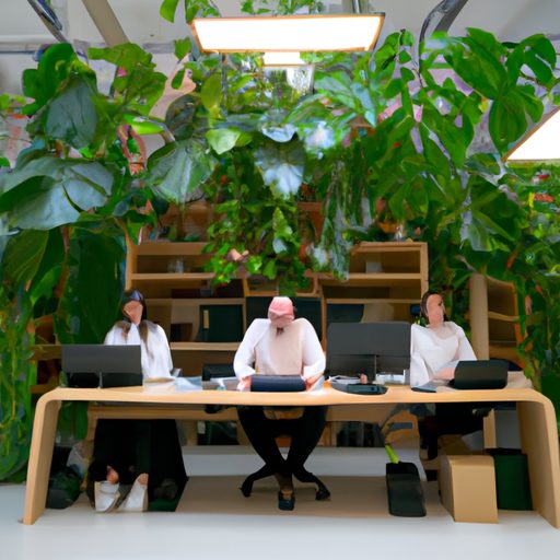 office workers surrounded by lush plants 512x512 57284419