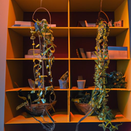 a bookshelf with vibrant plants intertwi 512x512 60317342