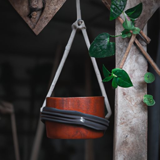 a ceramic plant pot hanging from leather 512x512 29674043