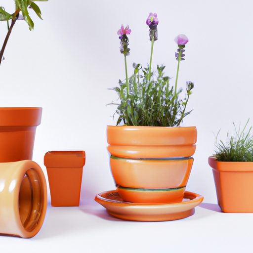 a clay pot with a lavender plant surroun 512x512 54095562