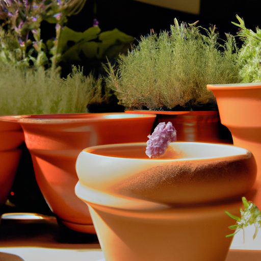 a clay pot with a lavender plant surroun 512x512 80049212