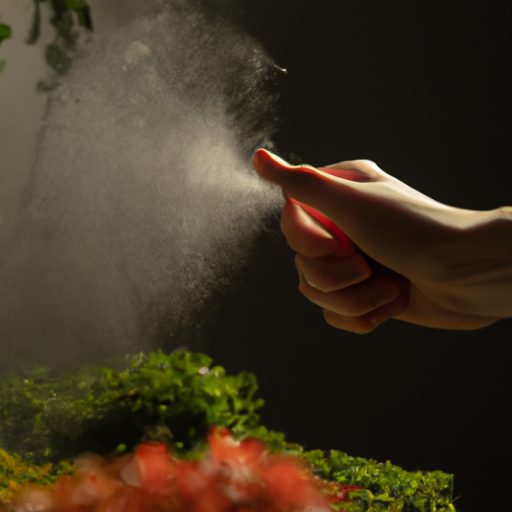 a close up of a hand misting a lush gree 512x512 75831320
