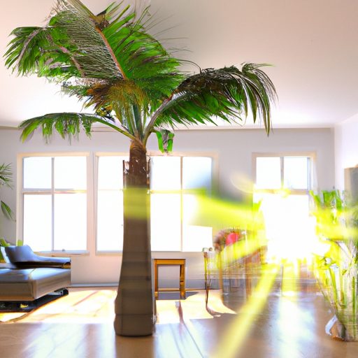 a living room with a tall vibrant palm t 512x512 66419572