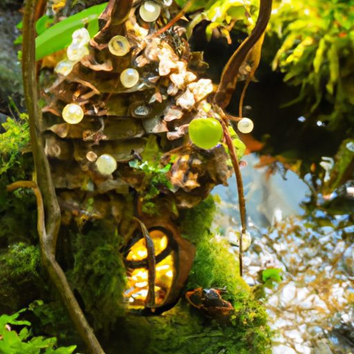 a miniature fairy house nestled in a mos 512x512 42170894