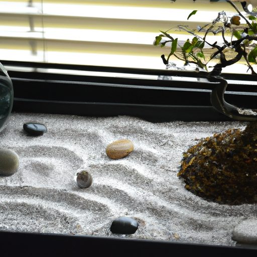 a miniature zen garden on a windowsill c 512x512 28866016