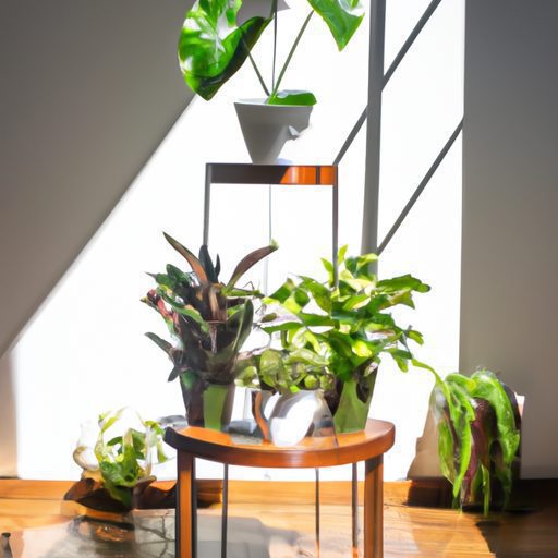 a modern tiered plant stand displaying a 512x512 32289420