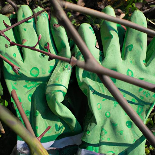 a pair of green gardening gloves with th 512x512 15211606