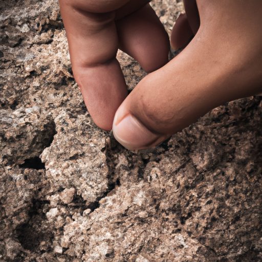 a persons finger touching dry soil photo 512x512 25551719