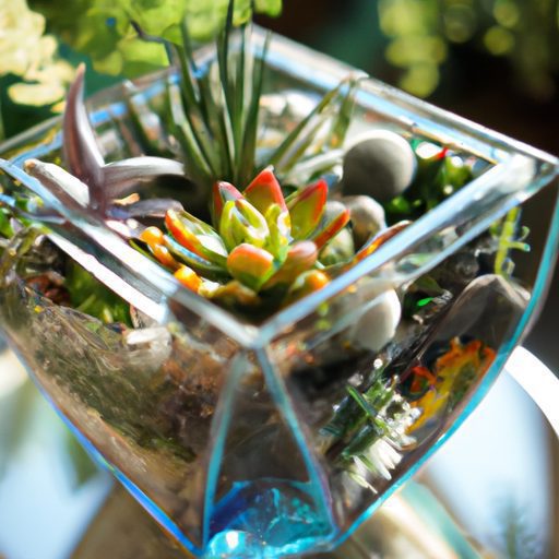 a small glass terrarium filled with colo 512x512 73581928