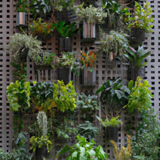 a vertical garden with hanging and wall 512x512 76878390