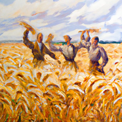 a vibrant painting of a golden wheat fie 512x512 90428675