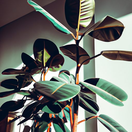 a vibrant rubber plant towering indoors 512x512 88241802