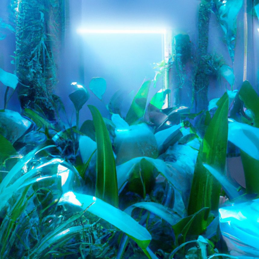 An image showcasing an ethereal oasis of blue indoor plants