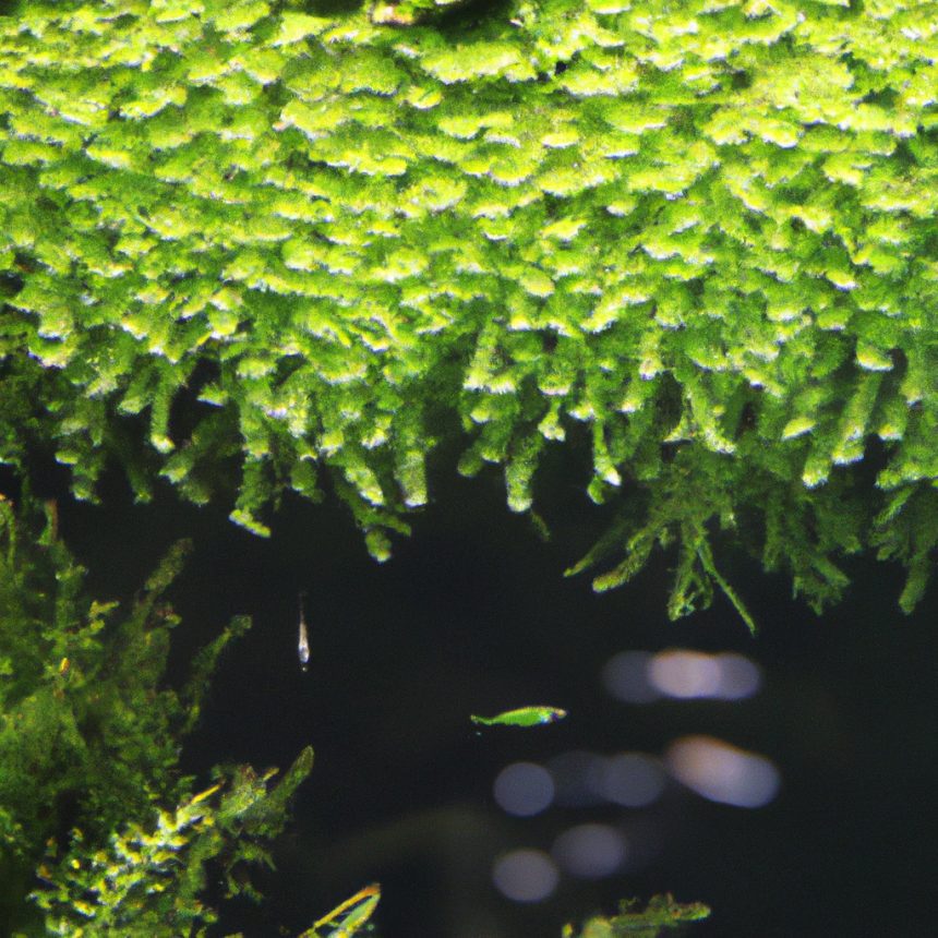 An image of a lush aquatic garden teeming with vibrant green Hornwort plants