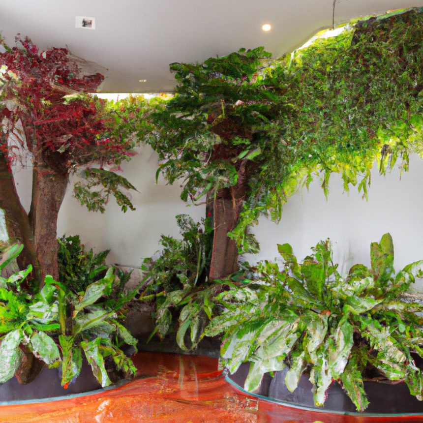 An image showcasing a vibrant indoor garden, teeming with indigenous plants like the delicate Maidenhair Fern, majestic Snake Plant, and vibrant Bird's Nest Fern, symbolizing the harmonious preservation of cultural and ecological heritage
