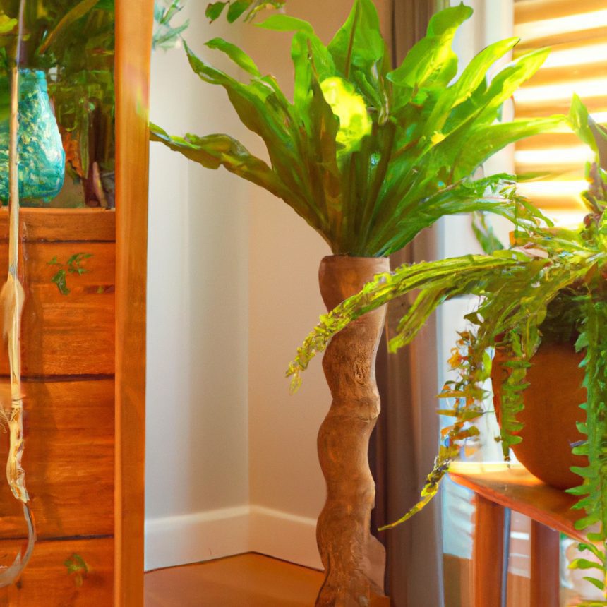 An image showcasing a sunlit room filled with a variety of indoor plants